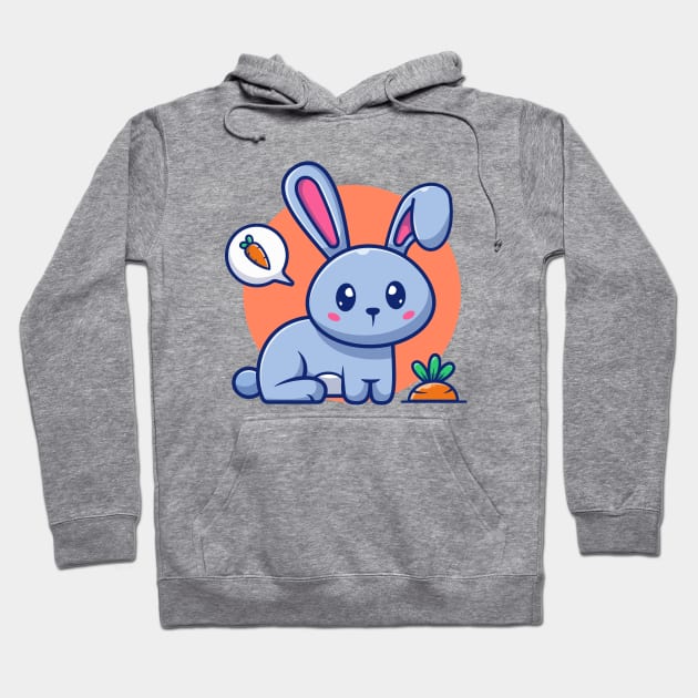 Cute Rabbit With Bubble Speech Carrot Hoodie by Catalyst Labs